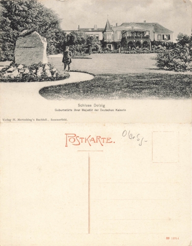 Sommerfeld Schloss Dolzig Prägekarte o14.4.1903
