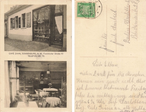 Sonnenburg Neumark Cafe Zahn Frankfurter Strasse 47 o 29.7.1926