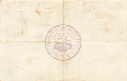 Sorau Lower Lusatia Żary emergency bank note 1918