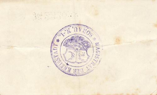 Sorau Lower Lusatia Żary emergency bank note 1918