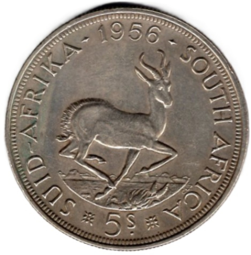 Südafrika 5 Shilling Elizabeth II 1956 Springbock 