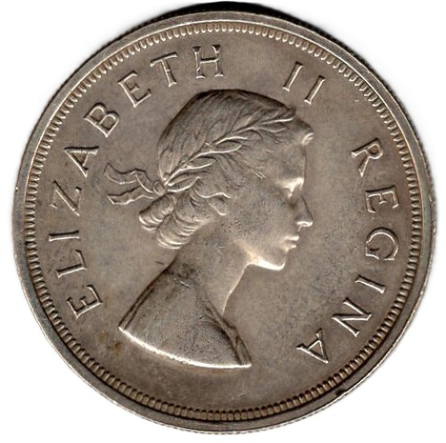 Südafrika 5 Shilling Elizabeth II 1956 Springbock 