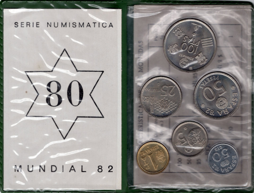 Spain Coin Set 1980 World Cup 1982 Numismatica Series - Unc