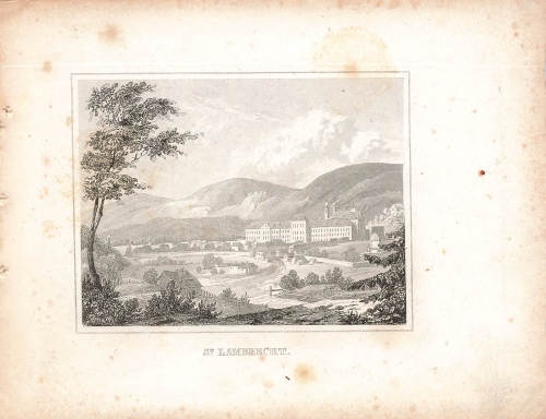 St Lambrecht Styria Austria original steel engraving around 1840 