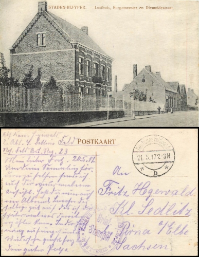 STADEN-BIJ-YPER Lusthuis Burgermeester en Dixmuidestraat Feldpost 1917