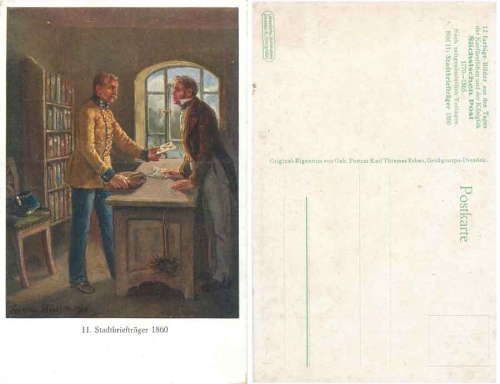 City postman of the Saxon Post 1860 artist card Gustav Muller *ca.1913
