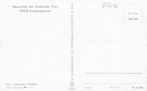 07646 Stadtroda Thüringen Neumühle FDGB Erholungsheim * 1958