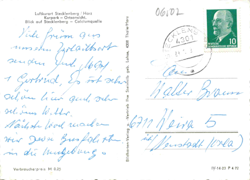 Stecklenberg Harz Mehrbildkarte o 1973