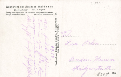 01904 Steinigtwolmsdorf Lausitz Gasthaus Waldhaus gebraucht 1934