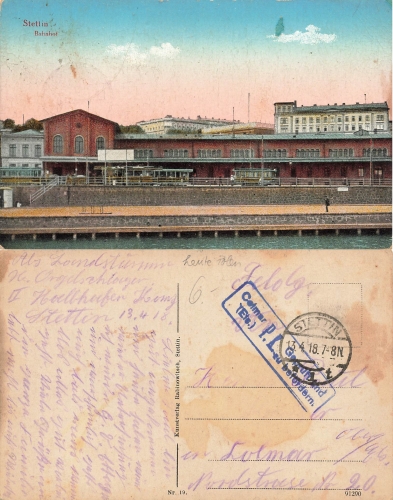 Stettin Pomerania Szczecin train station postal censorship stamp Colmar o 13.4.1818