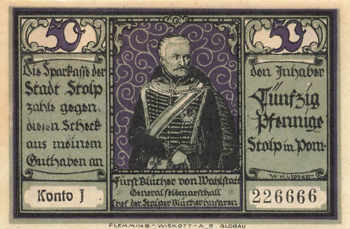 Stolp Pomerania Slupsk emergency banknote circa 1921