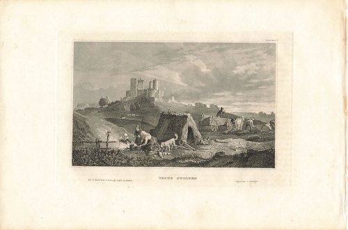 Stolpen Castle original steel engraving around 1850