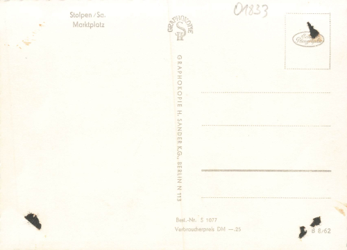 01833 Stolpen Sachsen Marktplatz * 1962