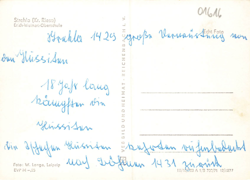 01616 Strehla Elbe Erich Weinert Oberschule gebraucht 1971