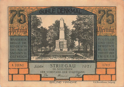 Striegau Schlesien Notgeldschein Strzegom 1921