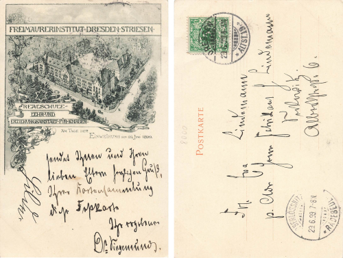 Striesen Dresden Freemasonry Institute Secondary School from the day of inauguration 29.6.1899