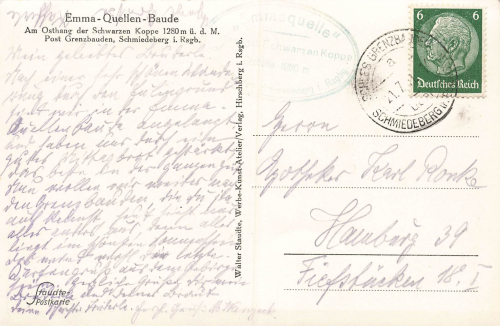 Emma Quellen Baude Riesengebirge Sudetenland o 1941