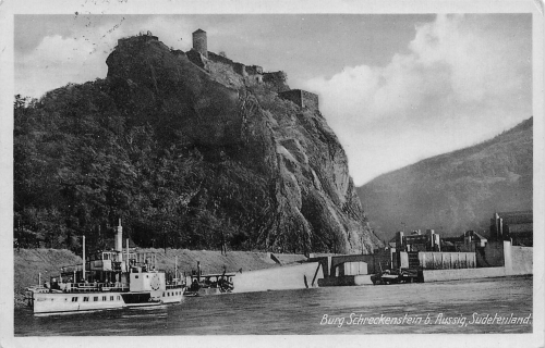 Aussig Schreckenstein Böhmen Střekov von Ústí nad Labem o 1940