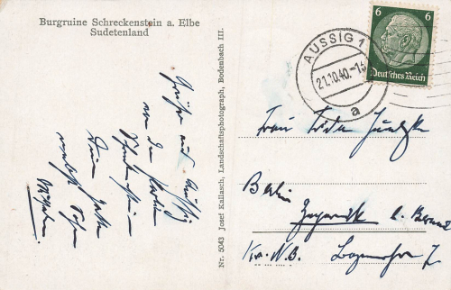 Aussig Schreckenstein Böhmen Střekov von Ústí nad Labem o 1940