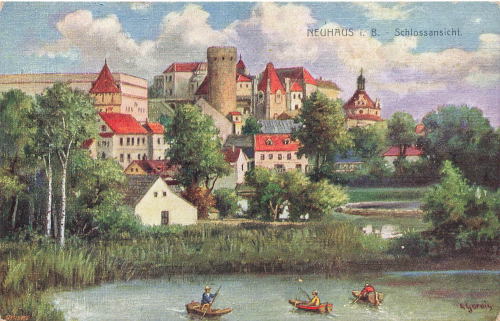 Neuhaus in Bohemia artist card Jindřichův Hradec * around 1920