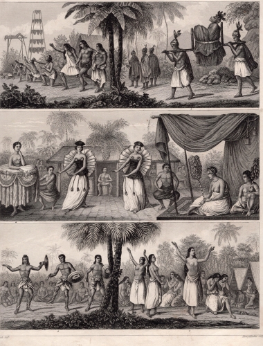 South Sea traditional costume lithograph by Henry Winkle around 1850 