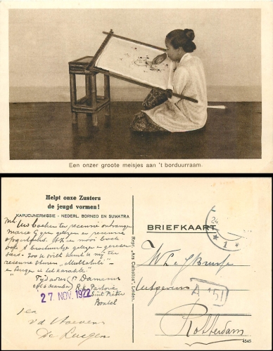 Sumatra embroidering girl from Borneo o 11/27/22
