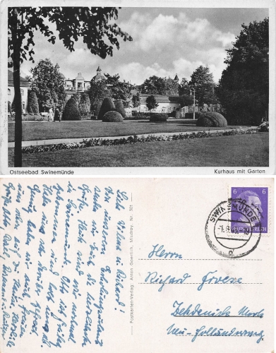 Swinemuende Pommern Kurhaus mit Garten Swinoujscie o 1943