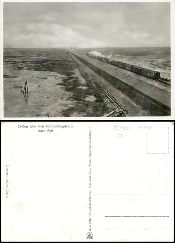 Sylt Zug über Hindenburgdamm *ca. 1940