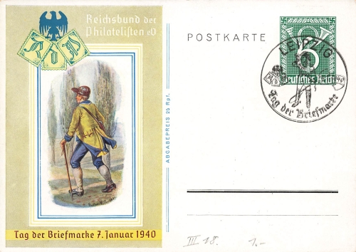 Tag der Briefmarke 1940 Ganzsache P288 Sonderstempel Leipzig 7.1.1940