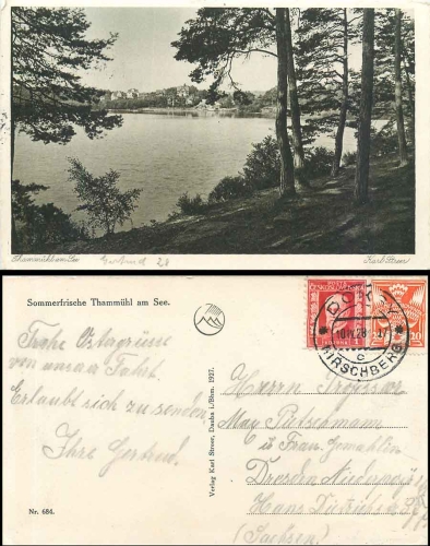 Thammühl ​Hirschberg am See  Kr. Leipa, o 10.04.1928