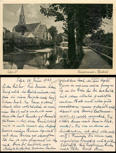Telgte Emspromanade mit Pfarrkirche * ca.1940