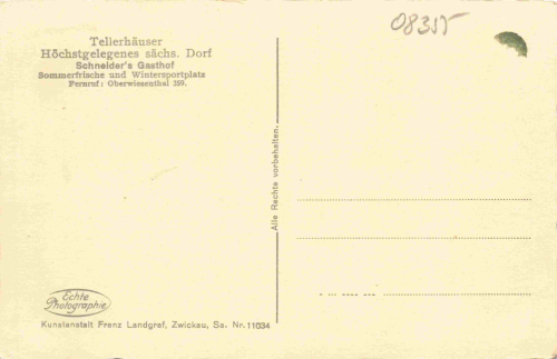 Tellerhäuser Erzgebirge Schneiders Gasthof * um 1940