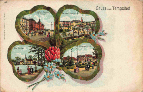 Tempelhof Berlin Kleeblatt Litho Alte Ansichtskarte * um 1900