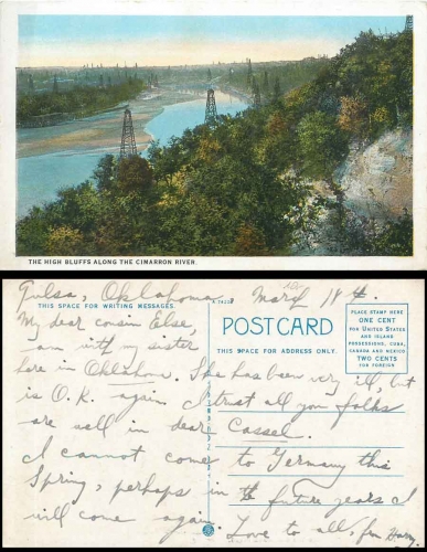 The High Bluffs Along the Cimarron River Oklahoma gebr. 18.03.1914