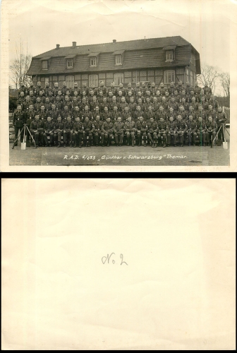 98660 Themar RAD-Lager 6/233 "Gunther von Schwarzburg" real photo (170 x 125 mm) around 1934 Reich Labor Service