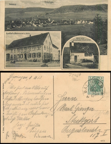 Thieringen Beer brewery Adler o 13.10.1913