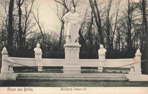 Berlin Tiergarten, monument to Margrave John II, vintage postcard, c. 1910