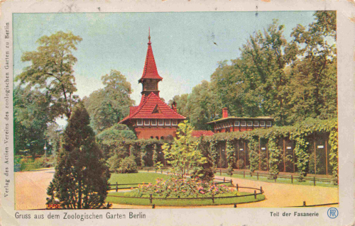 Berlin Tiergarten Zoological Garden Pheasantry, vintage postcard, c. 1907
