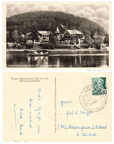 Titisee Schwarzwald Hotel o 23.8.1949