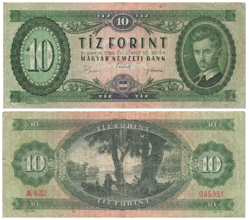 Tiz Pengoe Magyar Nemzeti Bank Geldschein Ungarn 1969