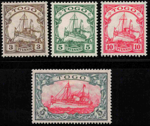 Togo German Post Michel 20-23 A * unused Imperial Yacht