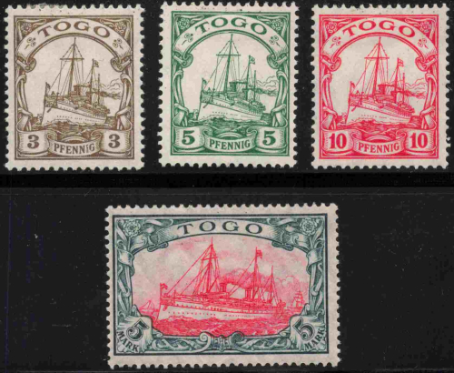 Togo German Post Michel 20-23 B * unused Imperial Yacht