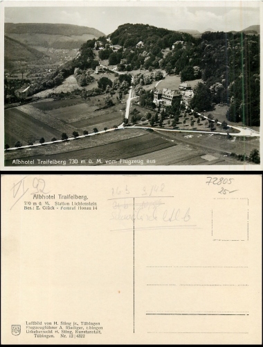 72805 Lichtenstein Traifelberg Albhotel  *ca.1930