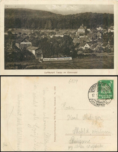 64367 Traisa Muehltal Odenwald Hotel Behrens-Hufnagel o 17.01.1927