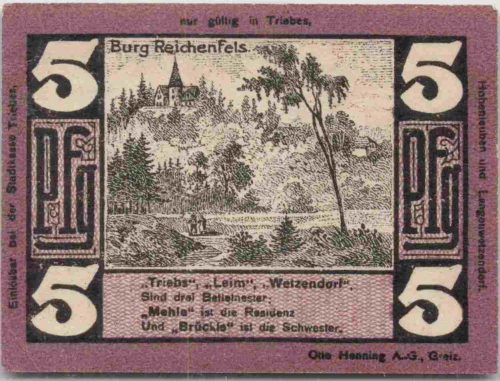 Triebes Hohenleuben Langenwetzendorf Notgeld 1921