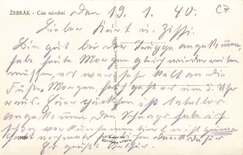 Zebrak Böhmen Bettlern gebraucht 1940