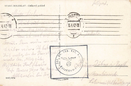 Stara Boleslav Böhmen Altbunzlau Feldpost 2.WK Inf. Pz. Jäg. Ers. Kp 24 1942