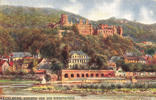 Heidelberg Künstlerkarte Charles E. Flower Tucks Oilette * um 1910