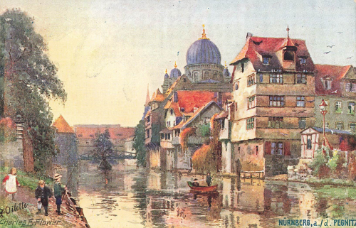 Nürnberg an der Pegnitz Künstlerkarte Charles E. Flower Tucks Oilette * um 1910