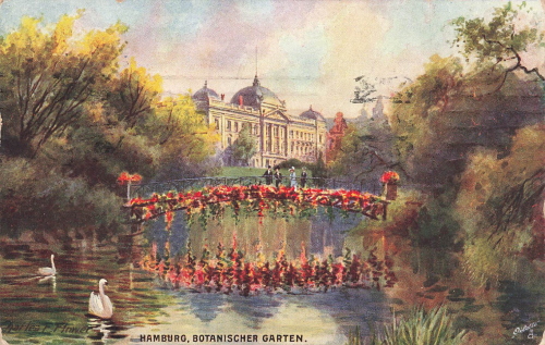 Hamburg Botanischer Garten Künstlerkarte Charles E. Flower Tucks Oilette o 1916